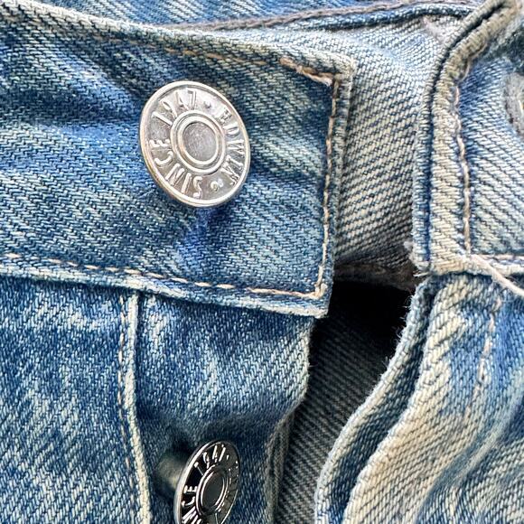 Edwin Denim Cai classic Straight High Waist Non stretch Ripped Jeans size 26 - Picture 13 of 16